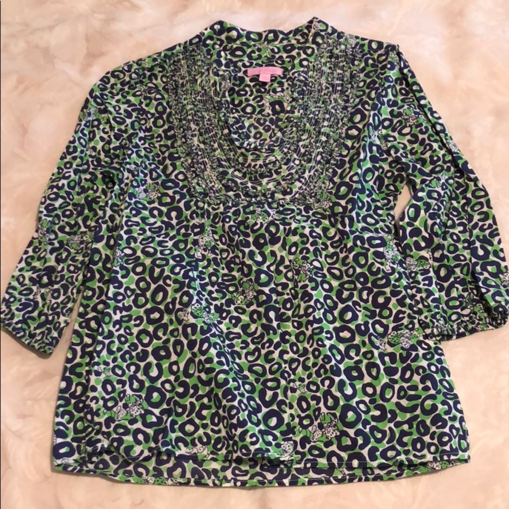 Navy and Green Tiger Print Lilly Tunic